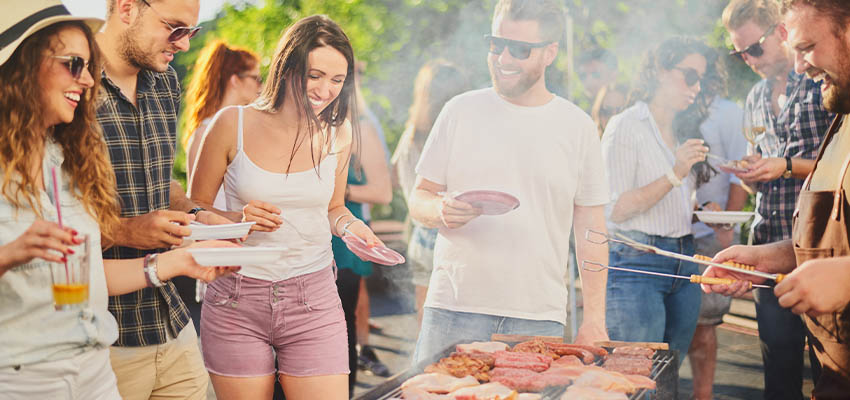 People having barbecue