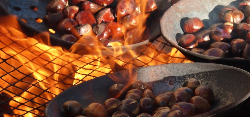 Chestnuts being roasted